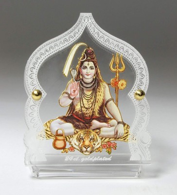 Eknoor Car Dashboard Idol- Goldplated- Shiv ji with japa mala (Prayer Beads) Decorative Showpiece  -  9 cm(Gold Plated, Multicolor)