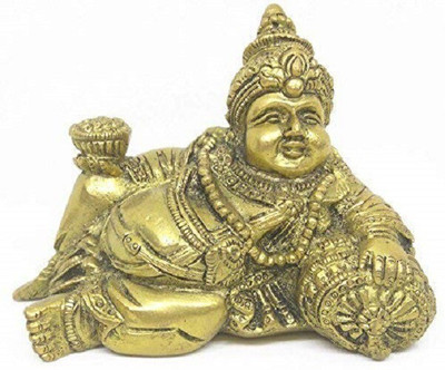 Plus Value Lord Kubera God of Wealth Decorative Showpiece  -  8 cm(Brass, Gold)