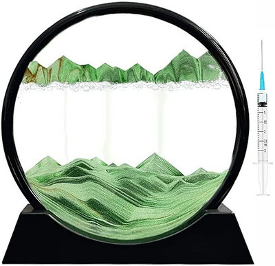 Pamidhar 3D Dynamic Sand Art Decor Moving Sand Art Picture Deep Sea Sandscape Decorative Showpiece  -  21 cm(Glass, Plastic, Green)