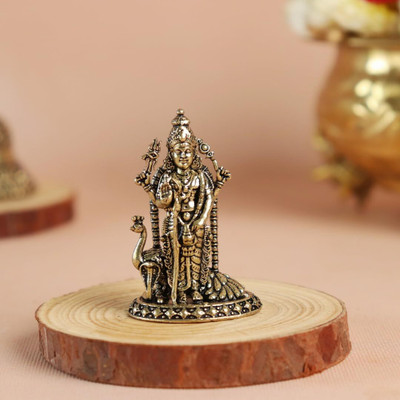 The Spiritual Living Brass Murugan Idol Mini | Kartikeya Idol For Home Entrance - Pooja | Karthikeyan Decorative Showpiece  -  5.08 cm(Brass, Gold)