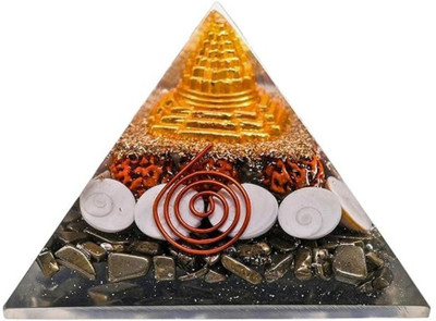 Namh Vastuu Money Magnet Pyrite Pyramid Energy Pyramid for Wealth & Vastu Correction Decorative Showpiece  -  27 cm(Crystal, Grey)
