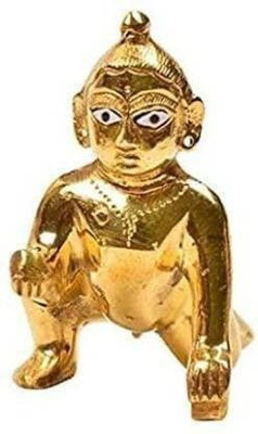 oyssta 2 NO Pure Brass Idol/Petal Murti of Laddu Gopal Ji, Bal Gopal Ji, Thakur Ji Decorative Showpiece  -  4 cm(Metal, Gold)