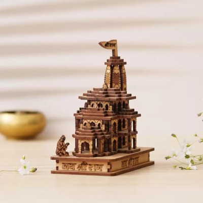 DARIDRA BHANJAN Handmade Wooden Shri Ram mandir Ayodhya 3D Wood Temple Decorative Showpiece  -  9 cm(Wood, Brown)