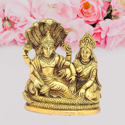 DARIDRA BHANJAN Lord Vishnu Laxmi God Venkateshwara Idol, Vishnu Avatar Spiritual Puja Vastu Decorative Showpiece  -  12 cm(Metal, Gold)