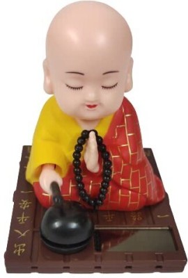 prezzie solar buddha moving head red yellow color Decrotive showpiece Decorative Showpiece  -  10 cm(Plastic, Multicolor)