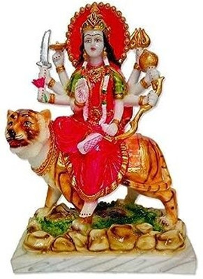 Gupangam Goddess Maa Durga Idol Statue Sherawali MATA Rani Spiritual Puja Vastu Showpiece Decorative Showpiece  -  15 cm(Marble, Multicolor)