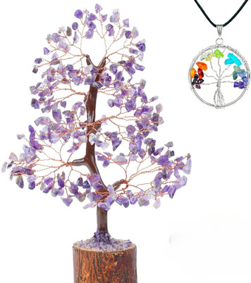 VIBESLE Amethyst Crystal Tree for Positive Energy Tree Chakra Tree Decorative Showpiece  -  20 cm(Stone, Purple)