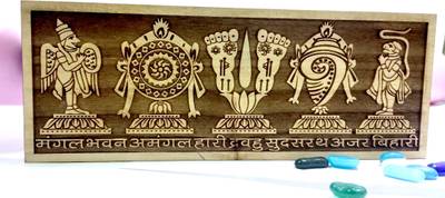 Rci Handicrafts Tirupati Door Hanging Shankh Chakra Namah Latkan Vishnu Shank Chakra Wooden Decorative Showpiece  -  8 cm