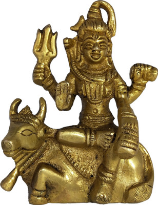 Uv Creation Brass Shiva / Shiv Ji – Home Temple and Worship Items – Brass Items Decorative Showpiece  -  7 cm(Brass, Gold)