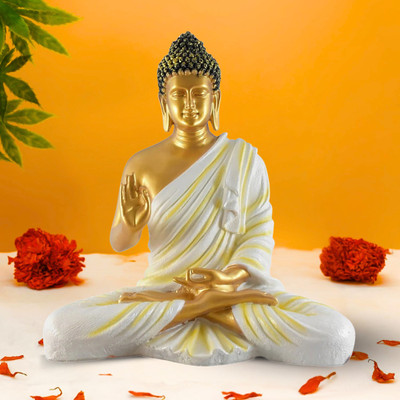 Flipkart SmartBuy Lord Gautam Meditating Buddha Statue For Home Decor Idol Decorative Showpiece  -  38 cm(Marble, White)