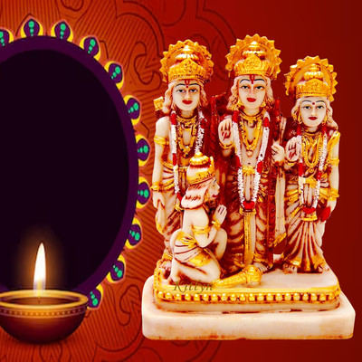 Kitlyn Resin Ram darbar idol / God murti religious pooja gift items and murti for home Decorative Showpiece  -  18 cm(Polyresin, Gold, Brown)
