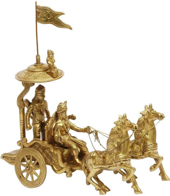 Treemasion Vastu krishna arjun rath brass idol (Weight-1370gm Approx) with Hanuman Ji Decorative Showpiece  -  17 cm(Brass, Gold)