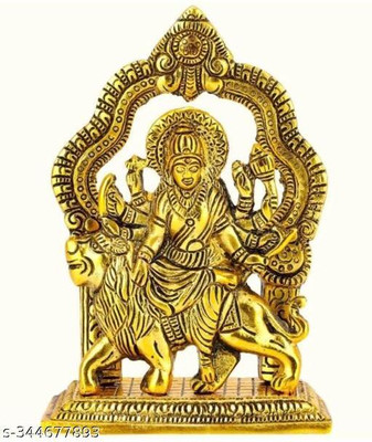 Koolwal craft Durga Maa Murti,Shero vali maa Metal Statue for Pooja Decorative Showpiece  -  11 cm(Metal, Gold)
