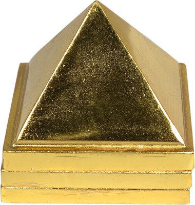 CRYSTU Wish Metal 3 Layer Pyramid 2 inch (5 cm) with 91 Pyramids for Vastu Correction Decorative Showpiece  -  5 cm(Brass, Gold)