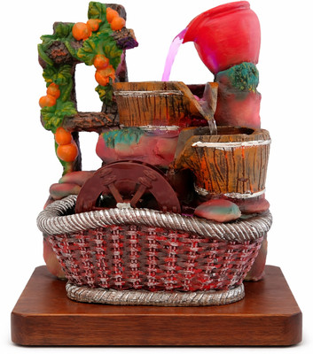 Lightwala'S Lightwala's Waterfall Fountain with LED Lights & Adjustable Decorative Showpiece  -  29 cm(Polyresin, Brown)