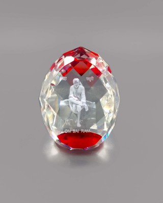 shinde exports Shirdi Sai baba crystal ido for car dashboard 2.5 inches Decorative Showpiece  -  6 cm(Crystal, Red)