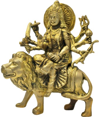 Jagyash Goddess Durga Idol 21 cm Religious Idol & Figurine Brass metal Yellow colour Decorative Showpiece  -  21 cm(Brass, Yellow)