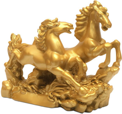 vastu vardan Golden Running Horses for Prosperity, Positive Energy, Vastu Remedy{ Pack of 1 } Decorative Showpiece  -  16 cm(Resin, Yellow)