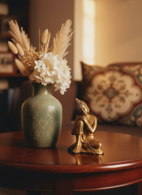 kalpavriksa Thinking lord Budda Decorative piece for Living room Decorative Showpiece  -  9 cm(Brass, Gold)