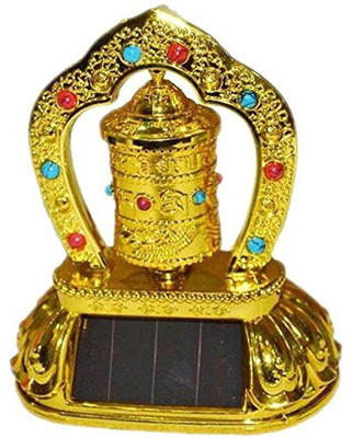Gwals Feng Shui Revolving/Rotating Solar Tibetan Buddhist Wheel Ornament Car Dasboard Decorative Showpiece  -  7 cm(Plastic, Gold)