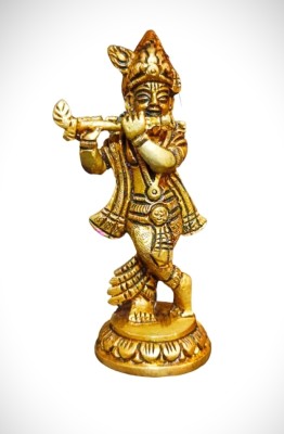 mahadev brass Krishna Idol For Home And Office Gift Kanha shyam Item Decorative Showpiece  -  10 cm(Brass, Gold)