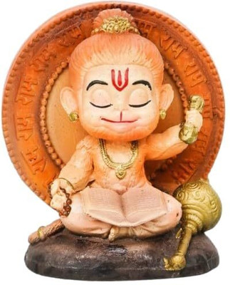 Jaanvi Nutan Emporium Bal Hanuman Idol for Car Dashboard, Home, Office Desk Decorative Showpiece  -  8 cm(Resin, Orange)