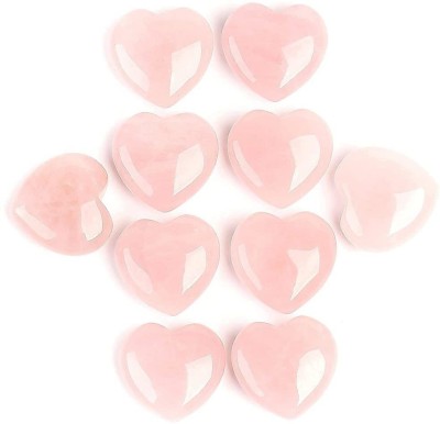 Fikup Natural Polished Love Heart Shaped Rose Quartz Crystal Stone Pink - (Pack of 2) Decorative Showpiece  -  2 cm(Crystal, Pink)