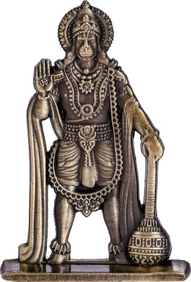 Murliwala Lord Hanuman Double Sided Metal For Car Dash Board Office Decorative Showpiece Decorative Showpiece  -  6 cm(Metal, Gold)