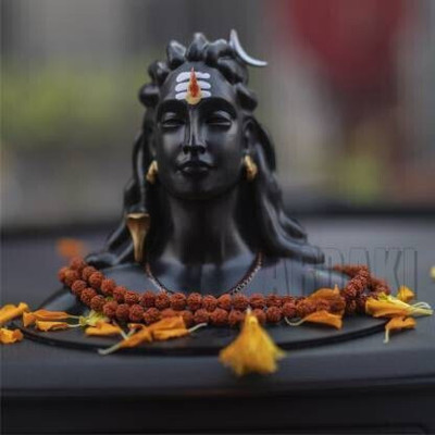 SBBCO Original Handcrafted Adiyogi Shiva God Idols Statue for car dashboard Decorative Decorative Showpiece  -  5.21 cm(Polyresin, Black)