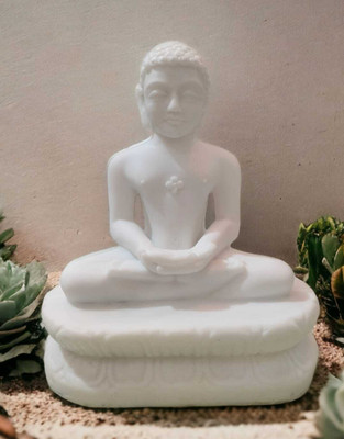 kalka Enterprises Mahaveer Ji Statue For Home Decor, Temple Decorative Showpiece  -  20 cm(Marble, White)