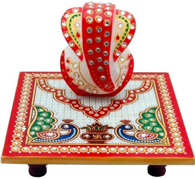 NEETU white marble small Ganesh ji for Diwali pujan Decorative Showpiece  -  10 cm(Marble, Multicolor)