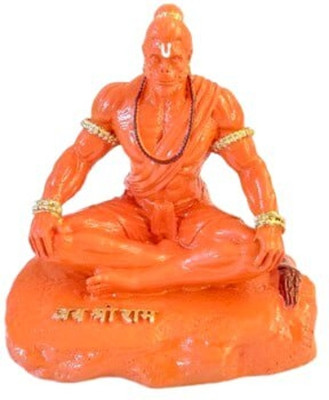 brikshi Black Decorative Matte Showpiece Hanuman Murti (Pack of 1) Decorative Showpiece  -  10 cm(Clay, Orange)