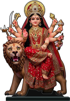 Klaybox Durga 2D Miniature 5 Inch Acrylic Statue for Home Temple Office & Car Decorative Showpiece  -  15 cm(Polyresin, Multicolor)