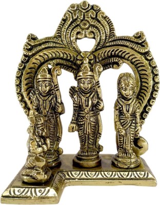 AARGKRAFT Brass Ram Darbar Murti Bhagwan Ramdarbar with Sita Laxman Hanuman Idol Decorative Showpiece  -  10 cm(Brass, Gold)