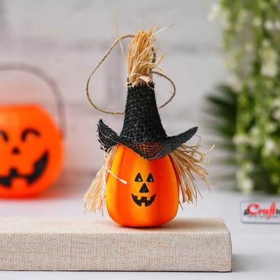 eCraftIndia Halloween Decorative Pumpkin Decorative Showpiece  -  16 cm(Fabric, Multicolor)