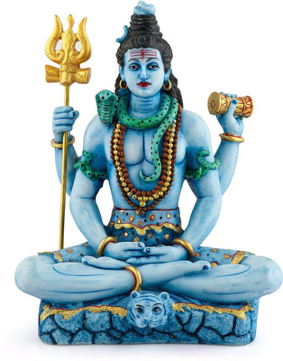 RD MANUFACTURING Shiva Idols, Shiva Statue, Lord Shiva Idol Decorative Showpiece  -  15.2 cm(Marble, Blue)