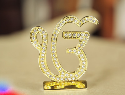 De-Ultimate Metal Sikh/Punjabi Ek Onkar Idol for Gifting, Home/Office And Car Dashboard Decorative Showpiece  -  6 cm(Metal, Gold)
