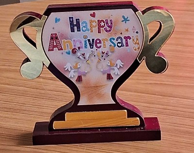 VE AND YOU Gift for Happy Anniversary Trophy Gift Decorative Showpiece  -  18 cm(Wood, Multicolor)