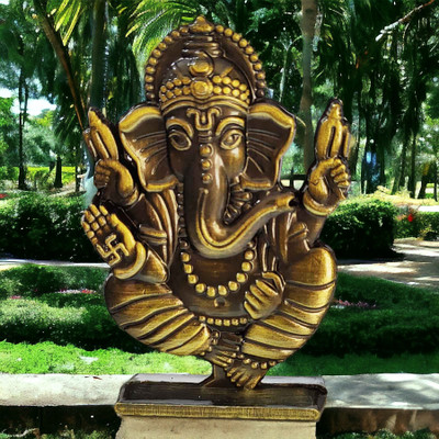 Shiv Jagdamba Religious Lord Shri Ganesh for Car Accessories for Dash Board Decorative Showpiece  -  4 cm(Metal, Green)