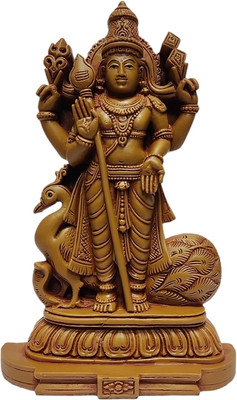 Pratima PRATIMA Wooden Finish Lord Murugan Kartikeya, polyresin idol Decorative Showpiece  -  20.5 cm(Resin, Brown)