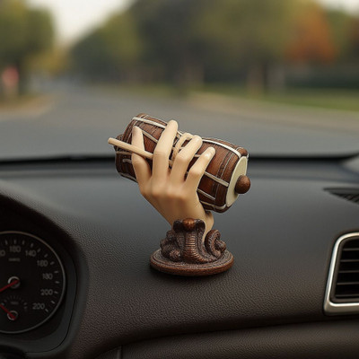 Jaanvi Nutan Emporium Lord Shiva Hand Holding Damru Showpiece Decorative Showpiece  -  7 cm(Resin, Brown)