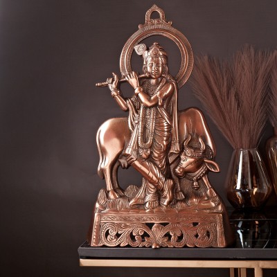 jy JY Gai Krishna God Idol | For Home Décor in Gun Metal |Copper Colour - 42cm Decorative Showpiece  -  42 cm(Aluminium, Copper)