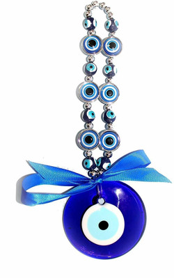 Puja N Pujari Six Ball Hanging Evil Eye Nazar Suraksha for Good Luck Prosperity & Success Decorative Showpiece  -  15 cm(Crystal, Multicolor)