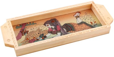 Kanha Enterprises Gemstone Painted Wooden Serving Tray Handicraft Gift Decorative Showpiece  -  8 cm(Wood, Multicolor)