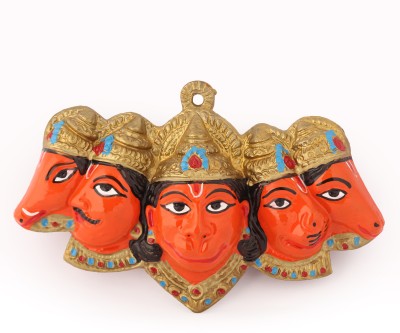 Shrey Shiv Collections Panchmukhi Hanuman ji Metal Decorative Showpiece for Car/home (Pack of 1) Decorative Showpiece  -  4 cm(Metal, Orange)