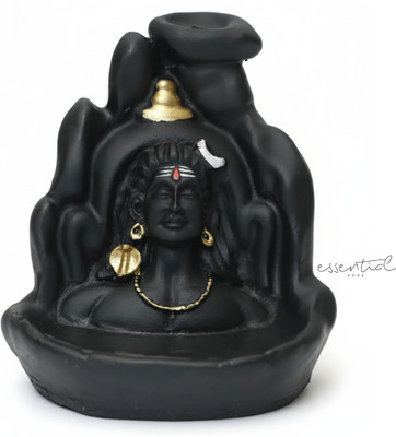 Essentialsoul Lord Shiva Smoke Fountain – Resin Spiritual Showpiece, Home Decor Decorative Showpiece  -  11 cm(Polyresin, Black)
