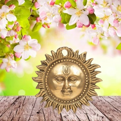 Sunpic Brass Idol Sun Face Statue for Wall Hanging Decorative Showpiece  -  15 cm(Brass, Yellow)