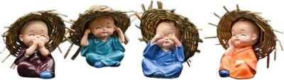 giftsgods POLYRESIN HANDCRAFTED CHILD BUDDHA CAP MULTICOLOR PACK OF 4 PIECE. Decorative Showpiece  -  3 cm(Polyresin, Multicolor)