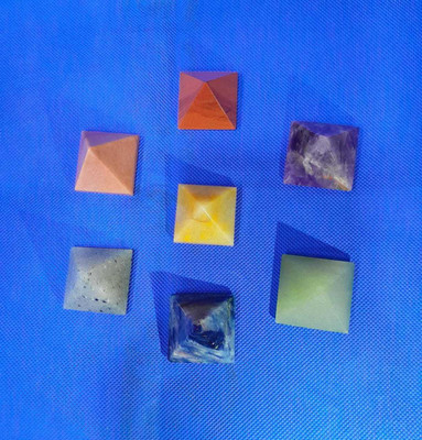 VSP VASTU SAMADHAN 116C-7 CHAKRA PYRAMID SET HELPS TO CLEAR & STIMULATE EACH ENERGY CENTER Decorative Showpiece  -  2.5 cm(Crystal, Multicolor)