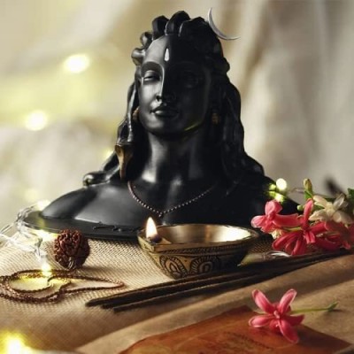 36 gun serve sampaan Lord Shiva Adiyogi Idol Statue Figurine for Pooja & Gift Items for Home Decorative Showpiece  -  12.5 cm(Polyresin, Black)